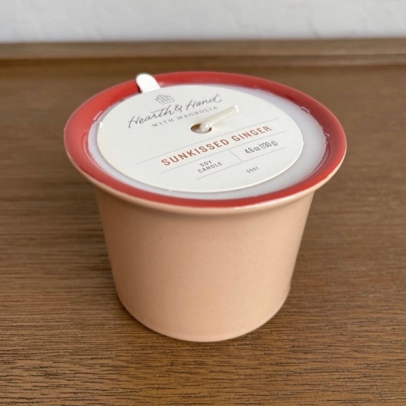 Hearth & Hand Two-tone Ceramic Sunkissed Ginger Jar Candle Tan/Red - Picture 4 of 4